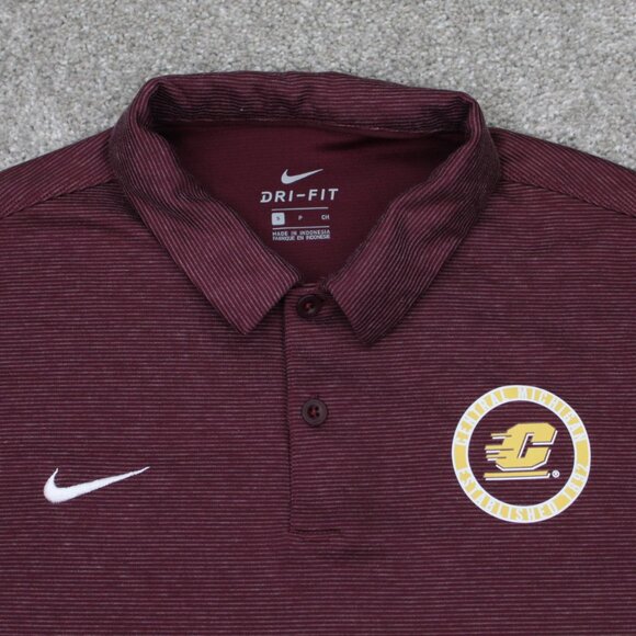 Nike Central Michigan Polo Shirt Men Small Red CMU Dri-Fit Short Sleeve Pullover - Picture 6 of 11